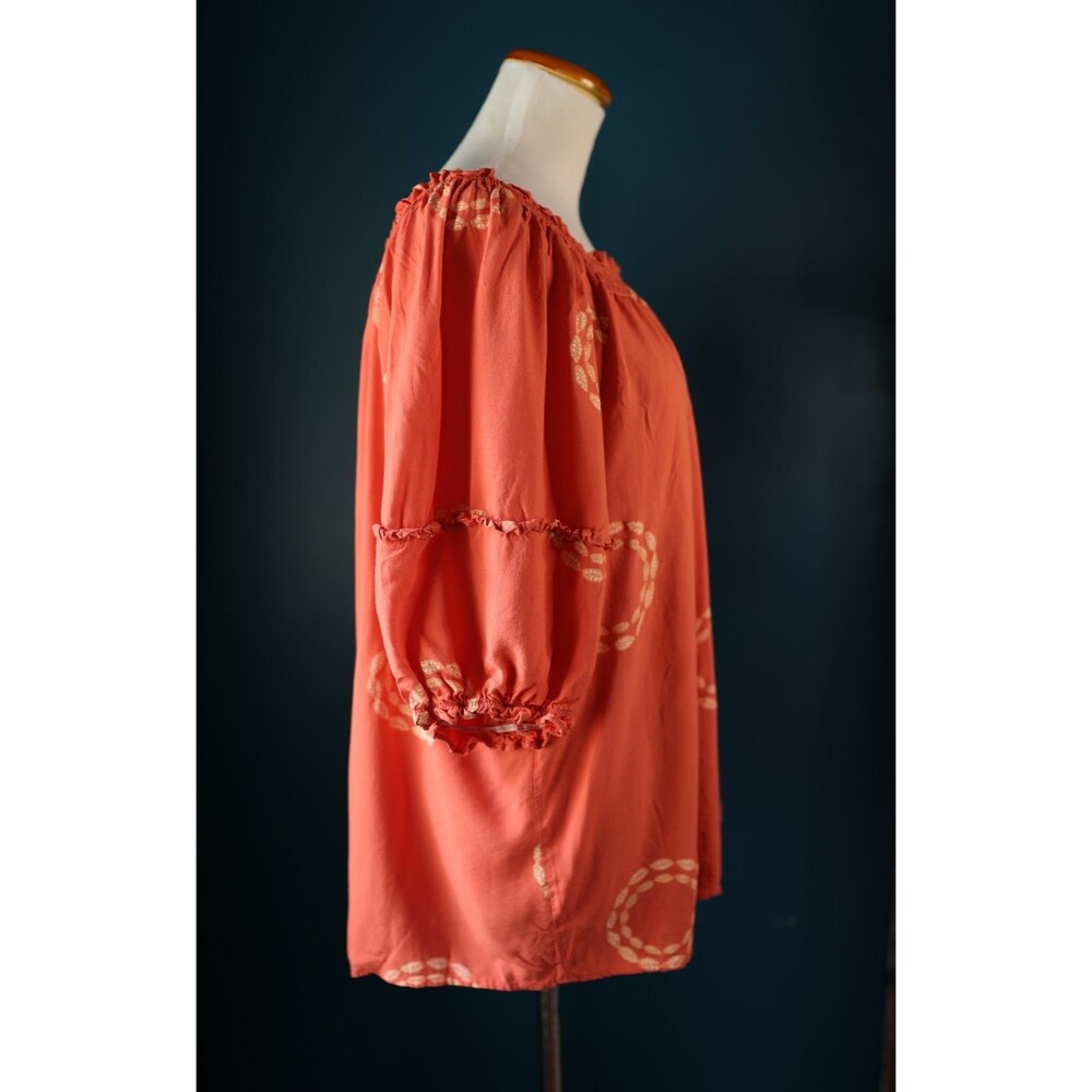 Millenium Short Sleeves Blouse Coral Peasant Off The Shoulder Tunic Boho 3X - Picture 6 of 9